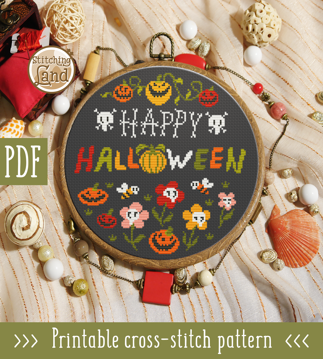 Happy Halloween Cross Stitch Pattern