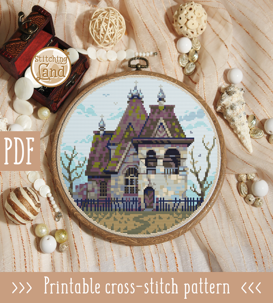 Haunted House Cross Stitch Pattern