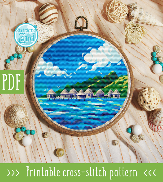 Hawaii Coast Cross Stitch Pattern