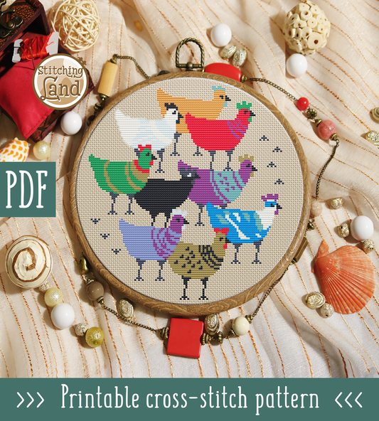 Hens Cross Stitch Pattern