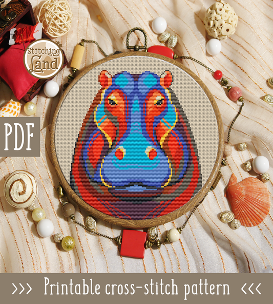 Hippo Cross Stitch Pattern