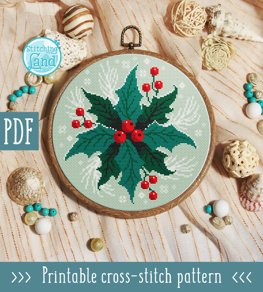 Holly Cross Stitch Pattern