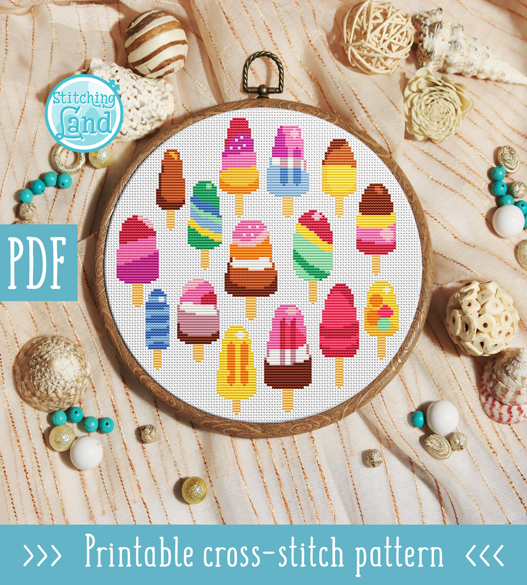 Ice Cream Cross Stitch Pattern