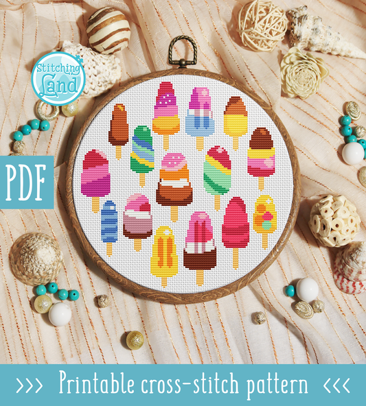 Ice Cream Cross Stitch Pattern