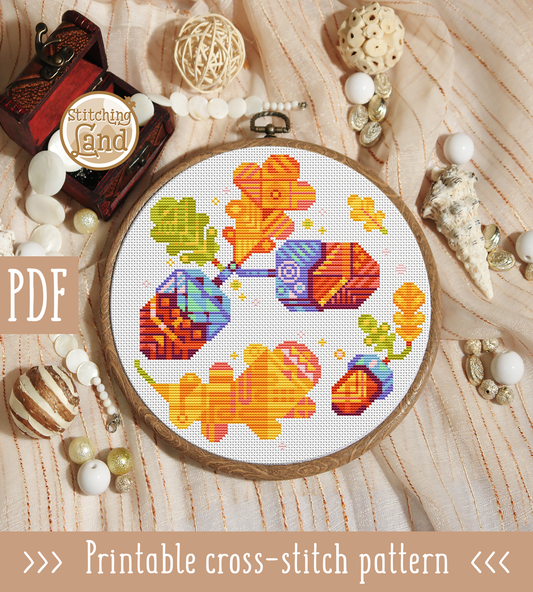 Acorns Mandala Cross Stitch Pattern