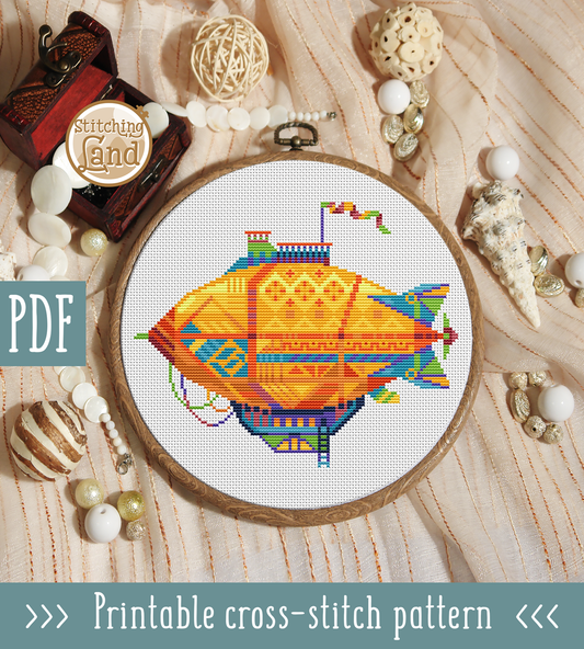Airship Mandala Cross Stitch Pattern