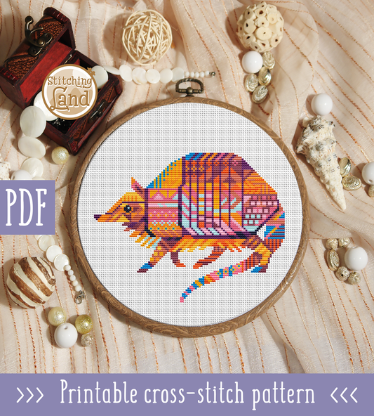 Armadillo Mandala Cross Stitch Pattern