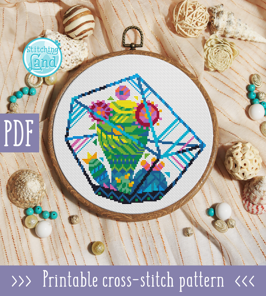 Cactus Mandala Cross Stitch Pattern