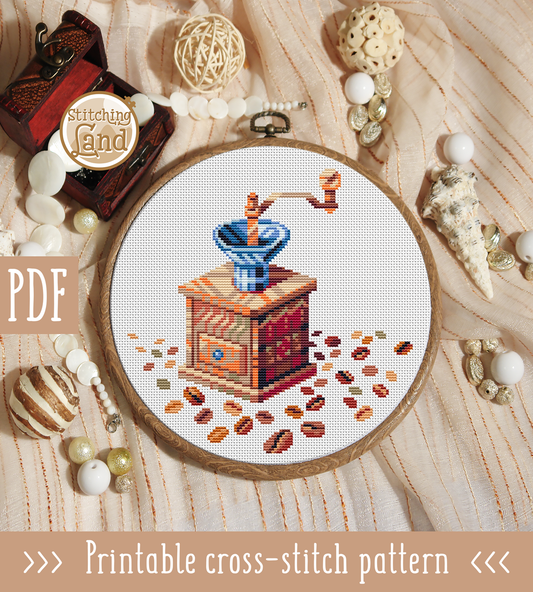 Coffee Mandala Cross Stitch Pattern