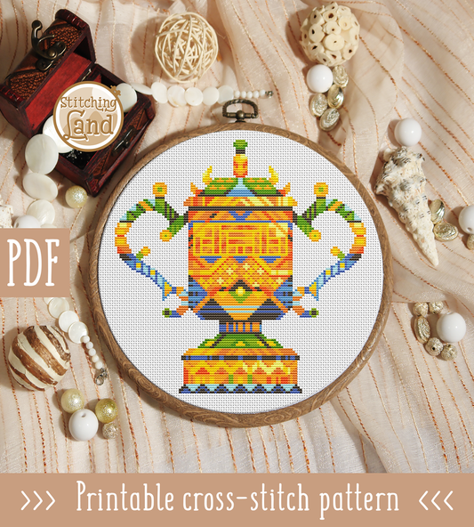 Cup Mandala Cross Stitch Pattern