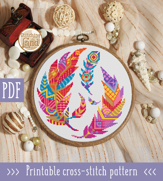 Feathers Mandala Cross Stitch Pattern