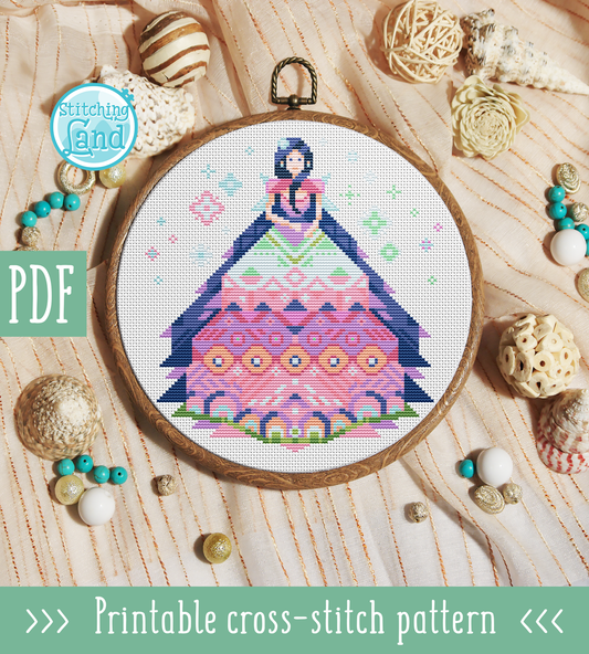 Girl Mandala Cross Stitch Pattern