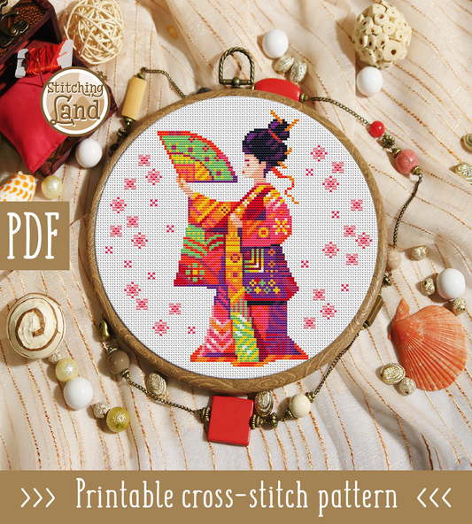 Kimono Mandala Cross Stitch Pattern