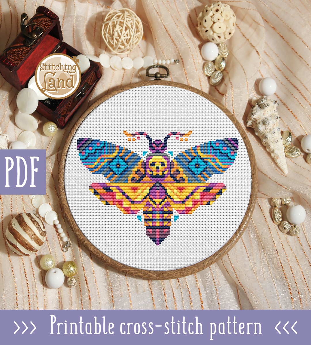 Moth Mandala Cross Stitch Pattern – Stitchingland moth-mandala-cross-stitch-pattern-stitchingland