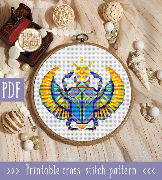 Scarab Mandala Cross Stitch Pattern