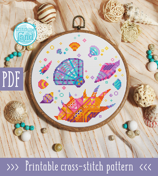Seashells Mandala Cross Stitch Pattern