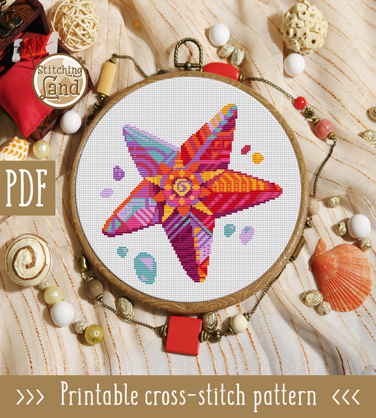 Starfish Mandala Cross Stitch Pattern