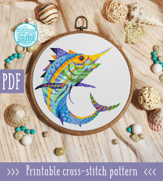 Swordfish Mandala Cross Stitch Pattern