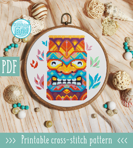 Tiki Mandala Cross Stitch Pattern