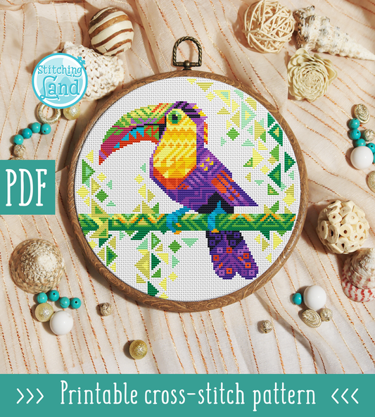 Toucan Mandala Cross Stitch Pattern