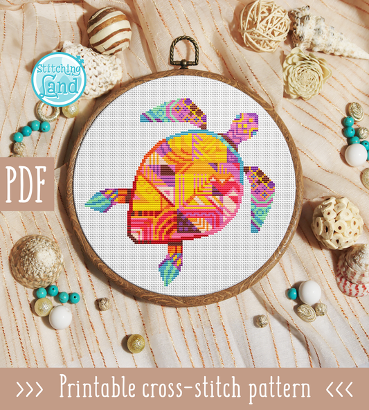 Turtle Mandala Cross Stitch Pattern