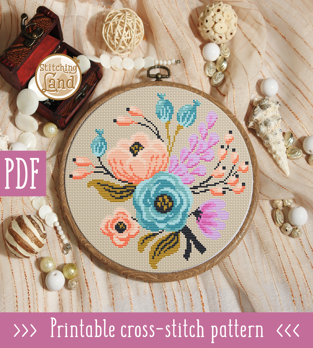 Lilac Flowers Cross Stitch Pattern