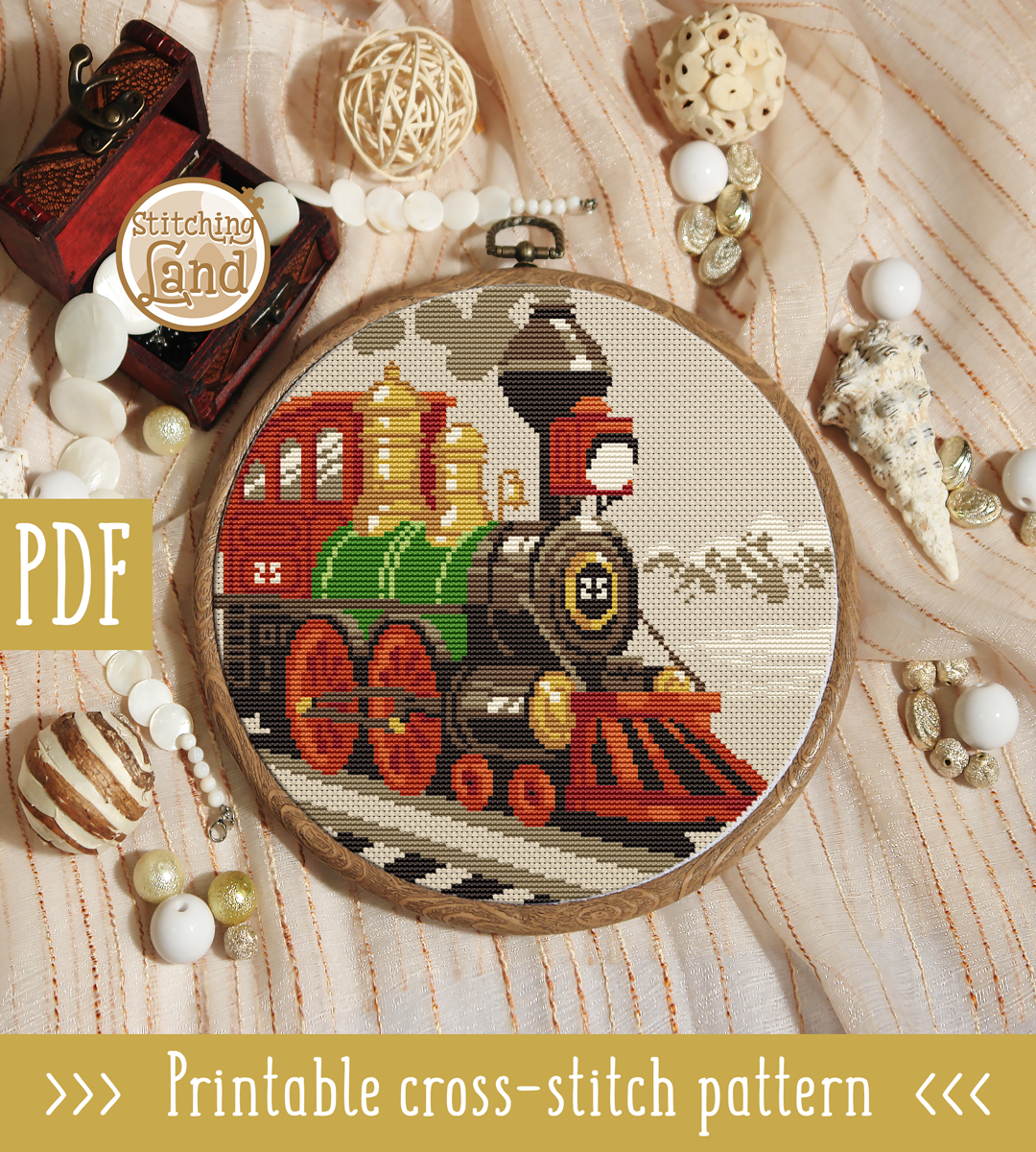 Locomotive Cross Stitch Pattern