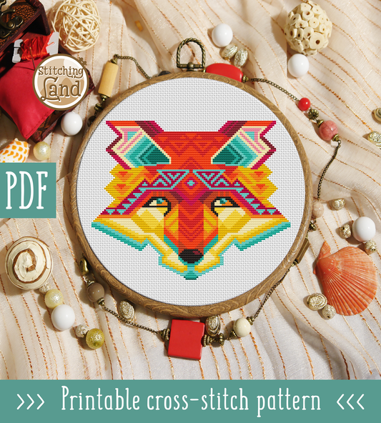Fox Mandala Cross Stitch Pattern