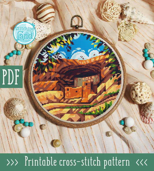 Montezuma Castle Cross Stitch Pattern
