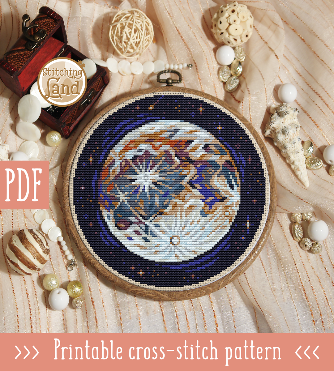 Moon Cross Stitch Pattern