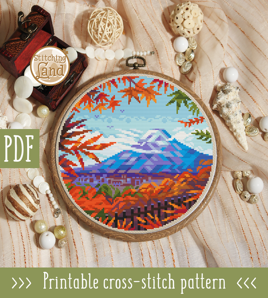 Mount Fuji Cross Stitch Pattern