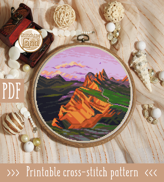 Mountain Cliff Cross Stitch Pattern