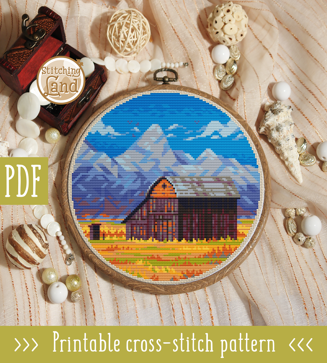 Mountain Farm Cross Stitch Pattern