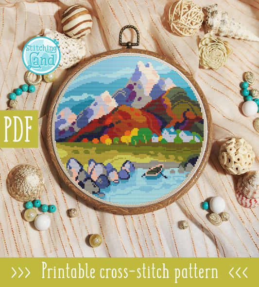 Mountain Lake Cross Stitch Pattern