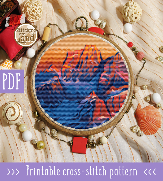 Mountain Sunset II Cross Stitch Pattern