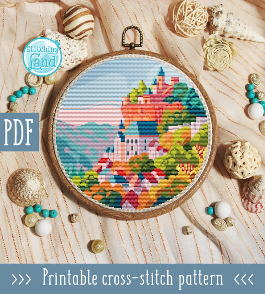 Mountain Town Cross Stitch Pattern