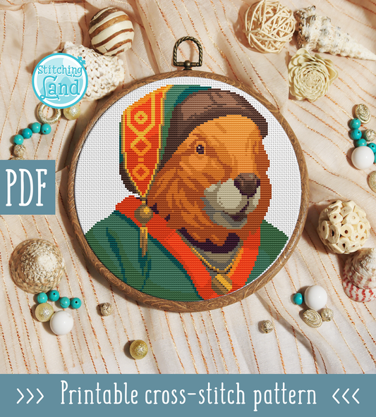 Mr. Beaver Cross Stitch Pattern