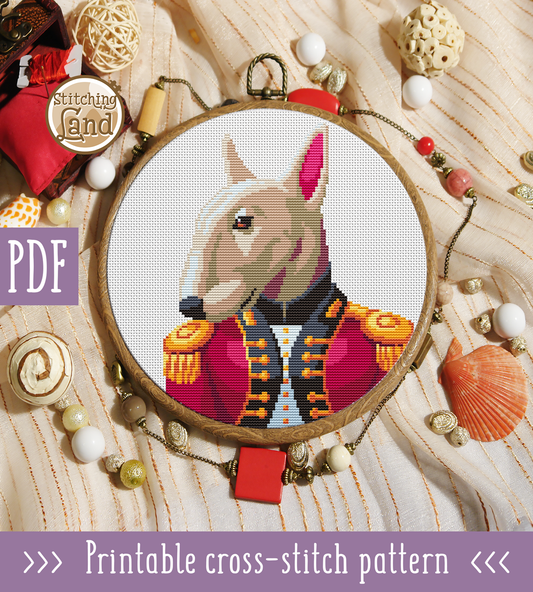 Mr. Bull Terrier Cross Stitch Pattern