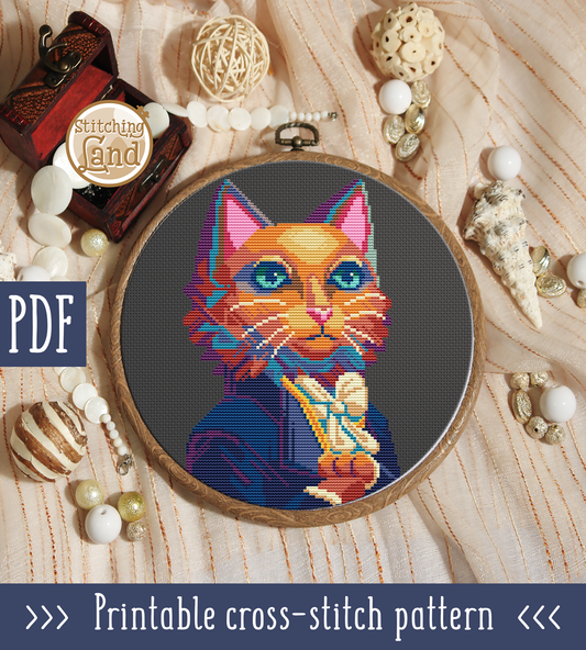 Mr. Cat Cross Stitch Pattern