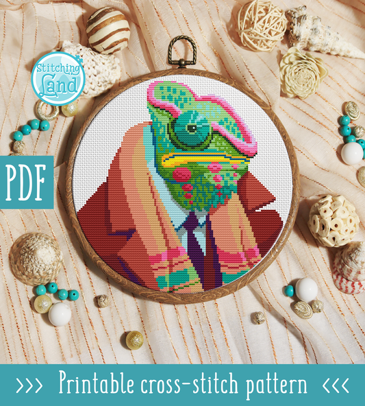 Mr. Chameleon Cross Stitch Pattern
