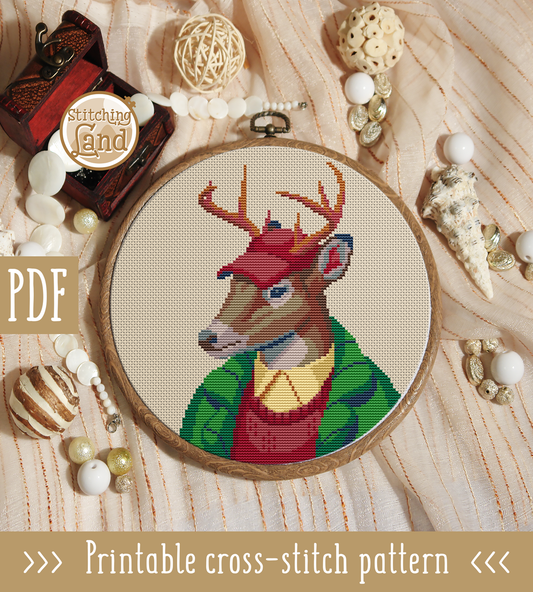 Mr. Deer Cross Stitch Pattern