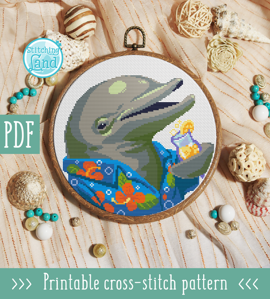 Mr. Dolphin Cross Stitch Pattern
