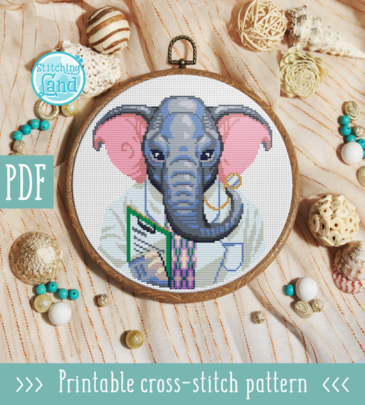 Mr. Elephant Cross Stitch Pattern