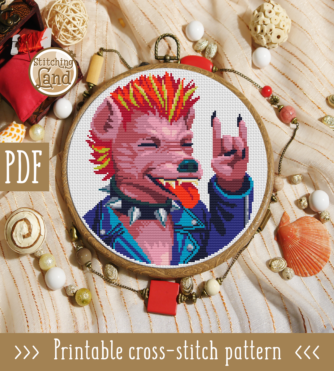 Mr. Hyena Cross Stitch Pattern