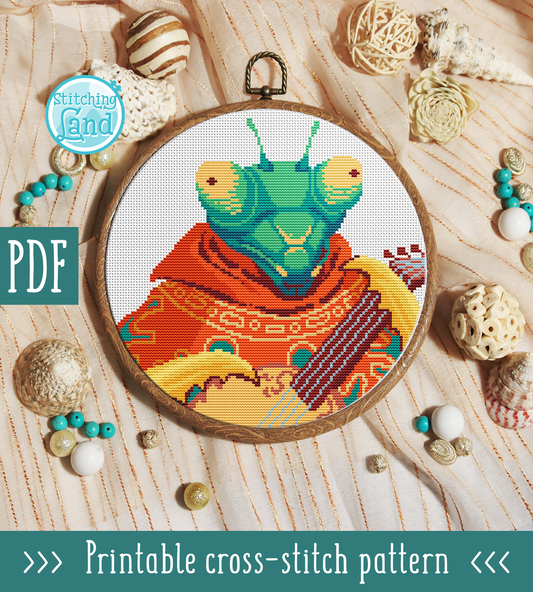 Mr. Mantis Cross Stitch Pattern