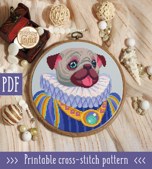 Mr. Pug Cross Stitch Pattern