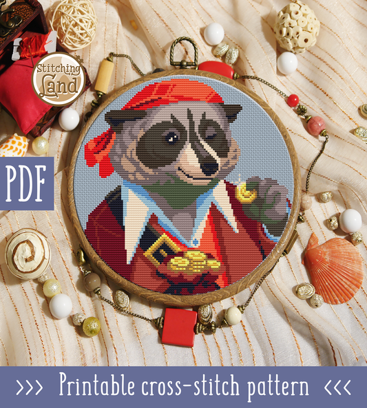 Mr. Racoon Cross Stitch Pattern