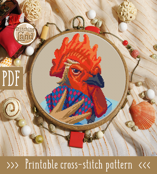 Mr. Rooster Cross Stitch Pattern