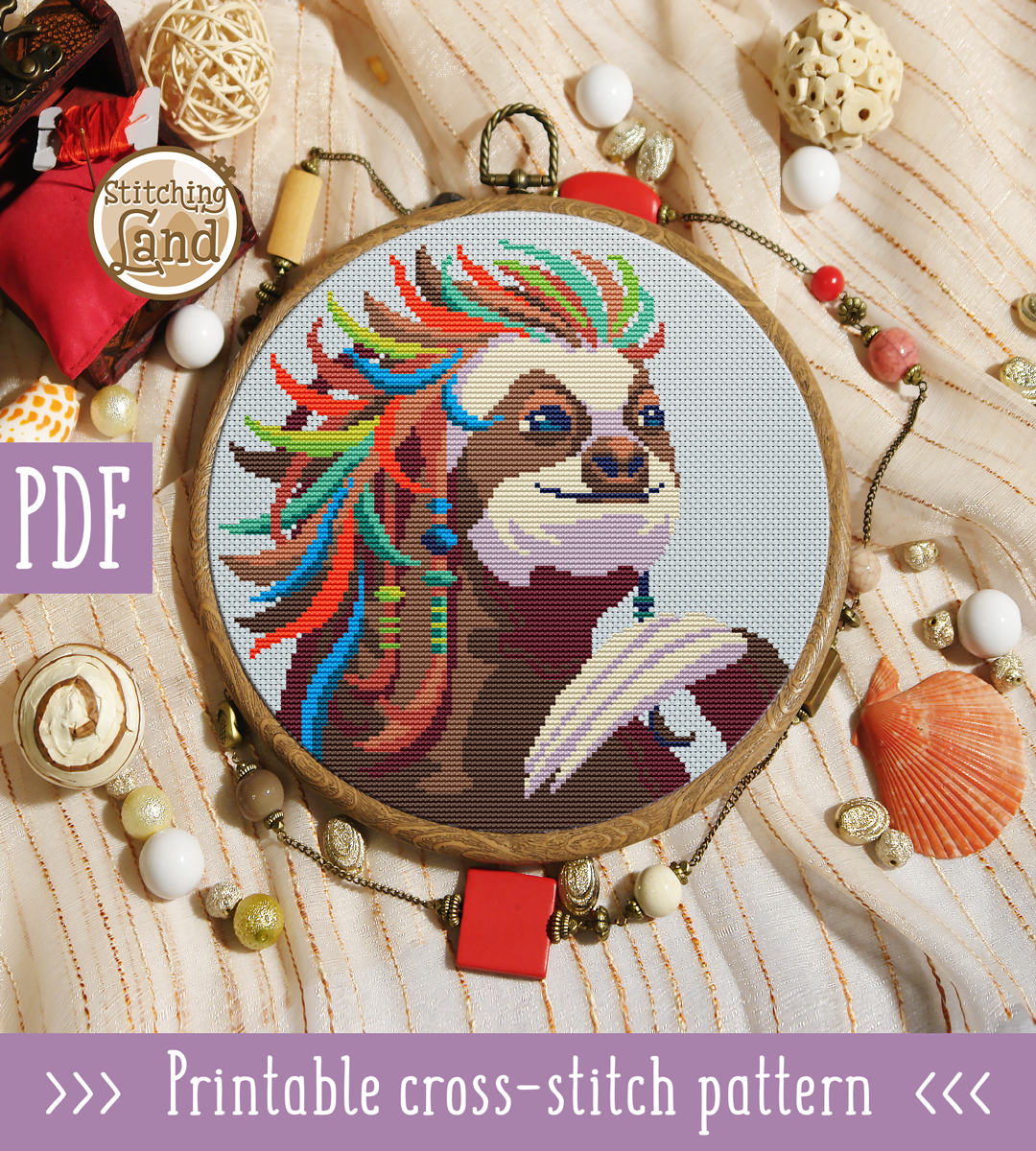 Mr. Sloth Cross Stitch Pattern