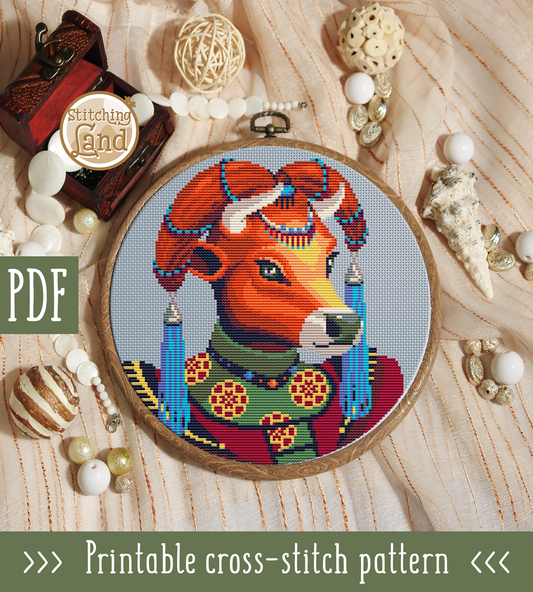 Mrs. Cow Cross Stitch Pattern